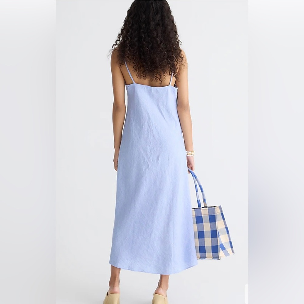 J.Crew Gwyneth slip dress in linen green RETRO JADE 16 NWT - Picture 9 of 10